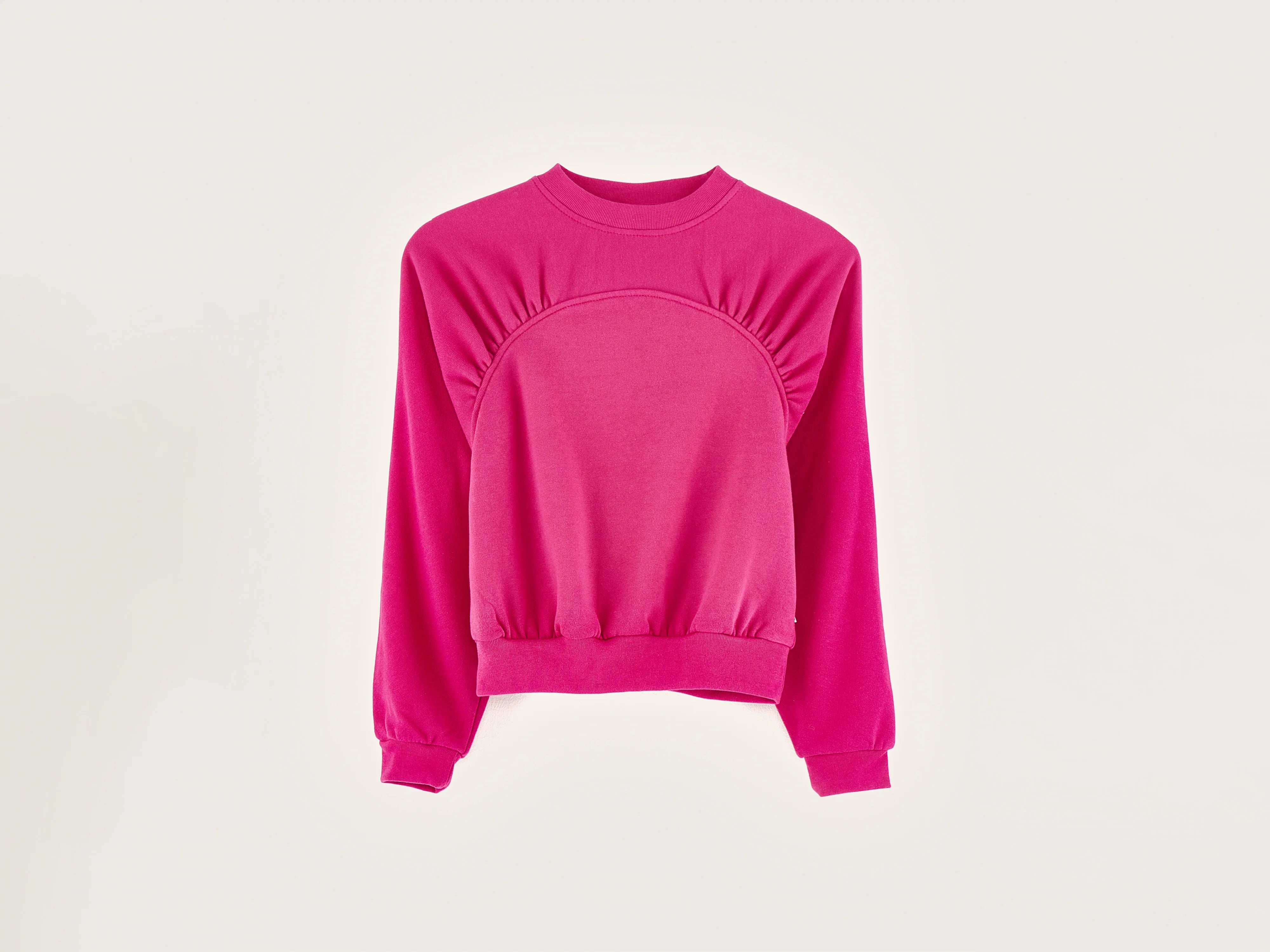 Women's Sweatshirts with Ribbed Cuffs and Hem -Floris round-neck sweatshirt (242 / G / FUSHIA)