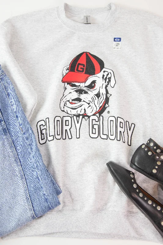 Women's Sweatshirts with Simple Branding -Glory Glory Bulldog Sweatshirt, Heather Grey | Charlie Southern