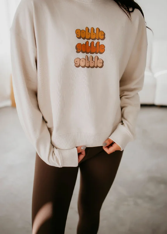 Women's Sweatshirts with Detailed Stitching -Gobble Graphic Crew