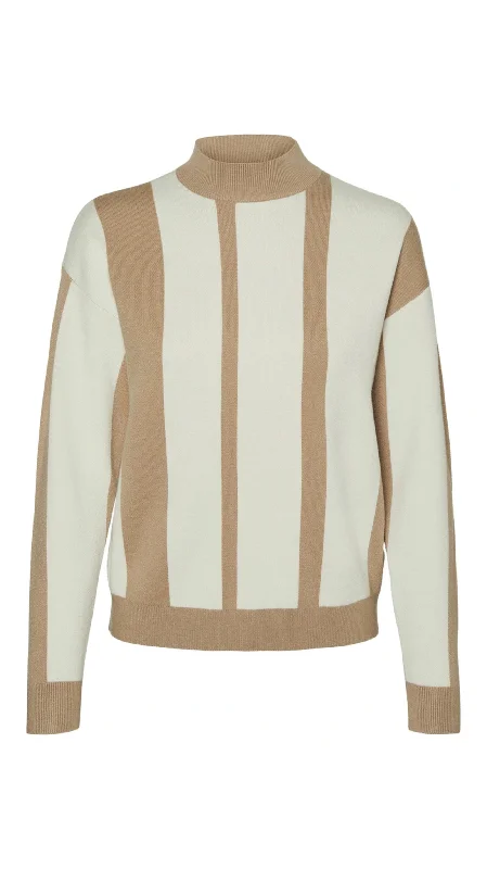 Women's Colorful Knit Pullovers Sweater-Gold Knit