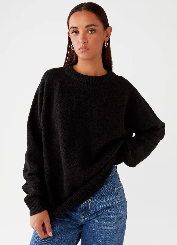 Longline Knit Tops-Gracie Mae Sweater - Black