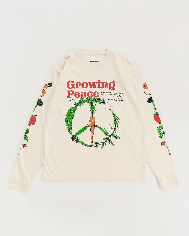 Stylish Women's T-shirt with V-neck Design -Grateful Tee LS - Growing Peace