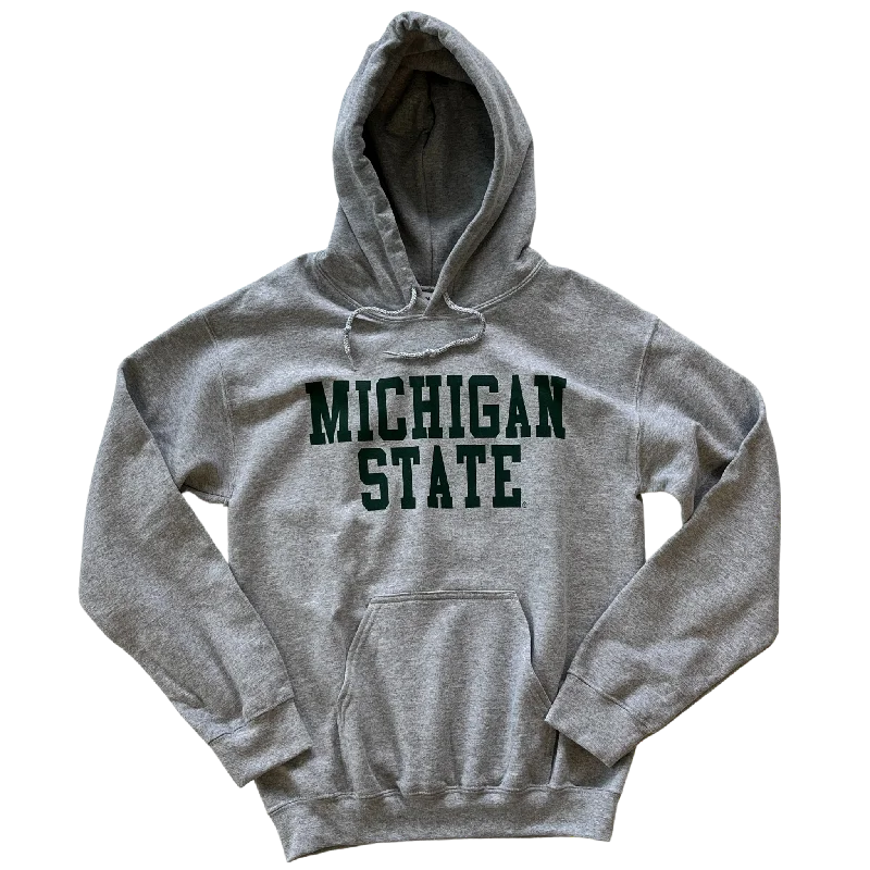 Women's Sweatshirts for Fall and Winter Layering -Classic Michigan State Hoodie Grey