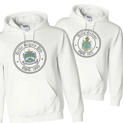 Women's Sweatshirts for Cold Weather -Greek Printed Crest Stamp Hoodie - G185 - SUB