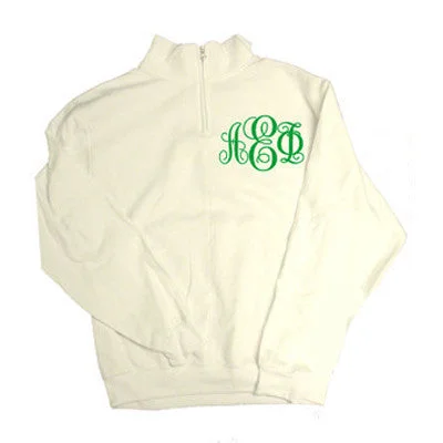 Women's Sweatshirts for Relaxing at Home -Greek Quarter-Zip with Printed Script Monogram - Jerzees 995M - CAD Women's Sweatshirts for Relaxing at Home -Greek Quarter-Zip with Printed Script Monogram - Jerzees 995M - CAD