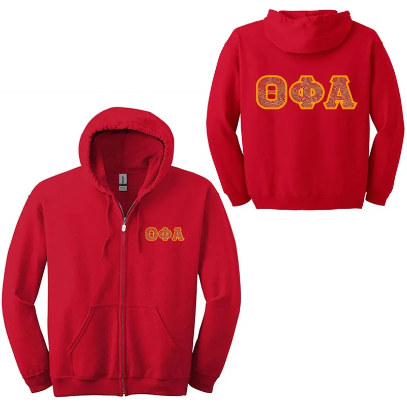 Women's Sweatshirts with Iconic Sleeve Designs -Sorority Full-Zip Hoodie - G186 - TWILL Women's Sweatshirts with Iconic Sleeve Designs -Sorority Full-Zip Hoodie - G186 - TWILL
