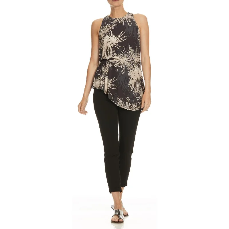 Women's Basic Tank Tops for Athleisure -Halston Women's Crepe Sleeveless Asymmetric Printed Tank Top Blouse Women's Basic Tank Tops for Athleisure -Halston Women's Crepe Sleeveless Asymmetric Printed Tank Top Blouse