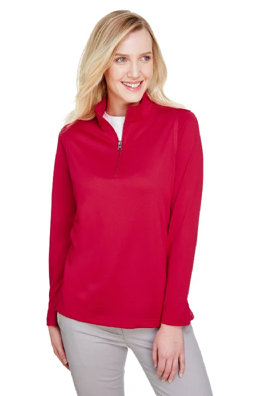 Women's Sweatshirts for Fun Outings with Friends -Harriton Womens Advantage Performance Moisture Wicking 1/4 Zip Sweatshirt - Red Women's Sweatshirts for Fun Outings with Friends -Harriton Womens Advantage Performance Moisture Wicking 1/4 Zip Sweatshirt - Red