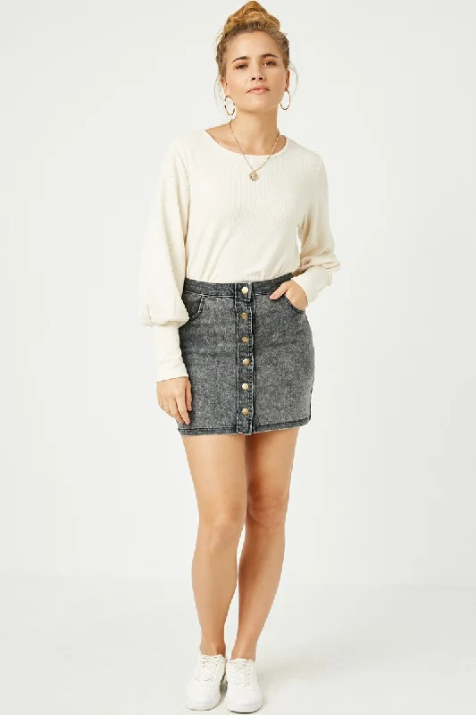 Women's Sweatshirts with Long Sleeves -Hayden Textured Rib Exaggerated Cuff Knit Top