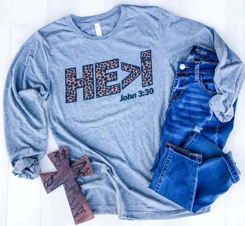 Women's Sweatshirts with Bold Logos and Prints -HE>i LONG SLEEVE