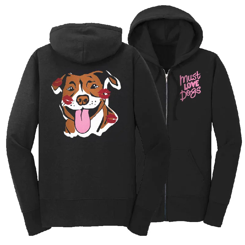 Women's Sweatshirts for Trendy Layering -Hearts & Pups Zip Up Hoodie
