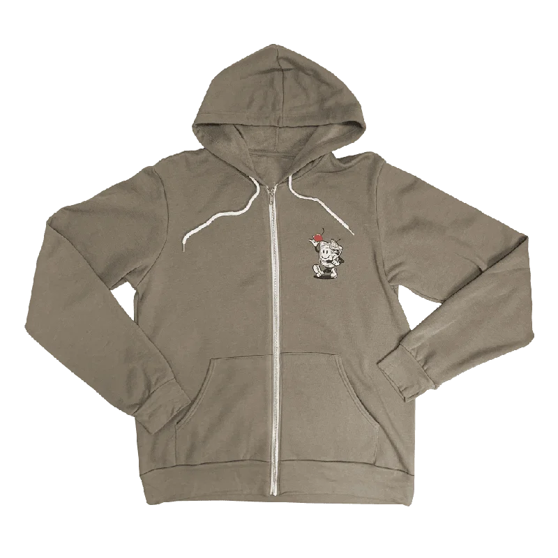 Women's Sweatshirts with Decorative Zip -Heather Stone "Happy Old Fashioned" Zip Up Hoodie