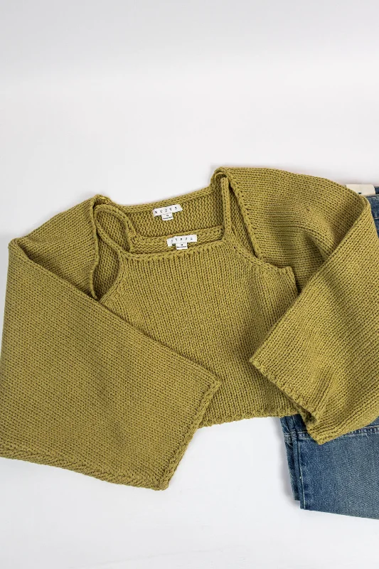 Women's Sweater Set for Evening Wear -Zara Sweater & Tank Set | Light Olive