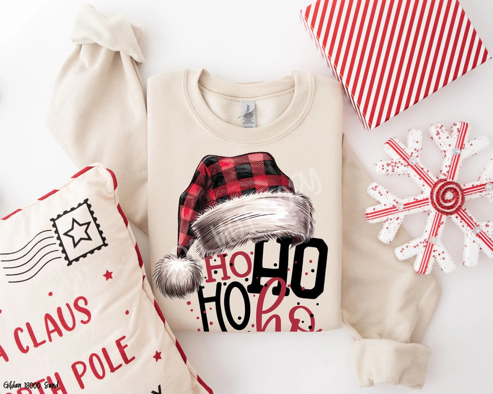 Women's Sweatshirts for Office-to-Gym Wear -Ho Ho Ho Santa Hat Sweatshirt