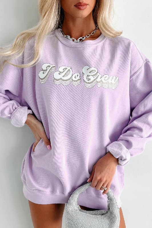 Women's Sweatshirts with Floral Print -"I Do Crew" Metallic Graphic Crewneck (Orchid) - Print On Demand Women's Sweatshirts with Floral Print -"I Do Crew" Metallic Graphic Crewneck (Orchid) - Print On Demand