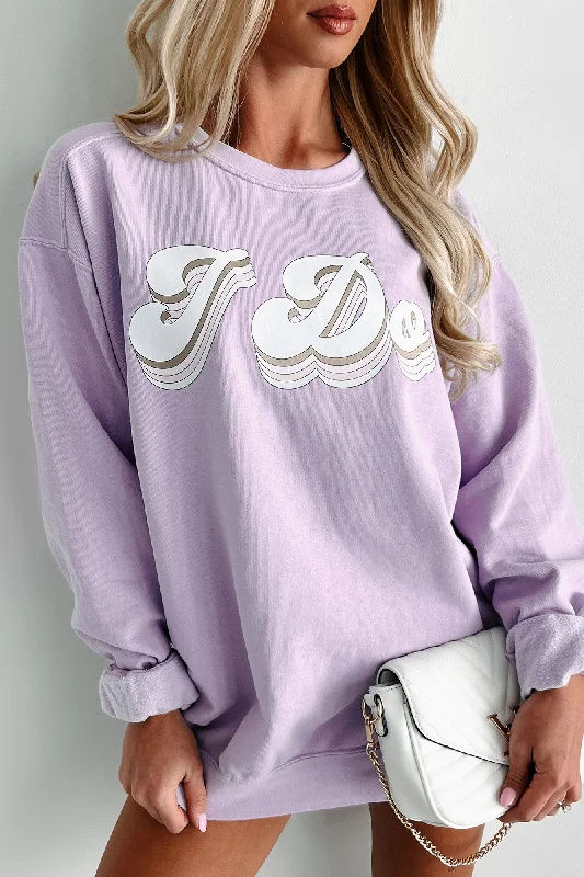 Women's Sweatshirts for Shopping Trips -"I Do" Metallic Graphic Crewneck (Orchid) - Print On Demand
