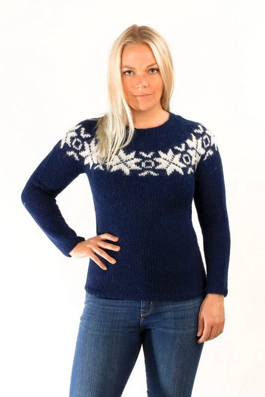 Women's Pullovers Sweater for Chic Layering-Eykt Wool Pullover Blue