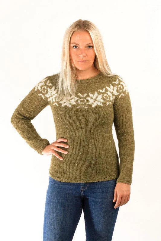 Women's Pullovers Sweater for Relaxed Fit-Eykt Wool Pullover Green