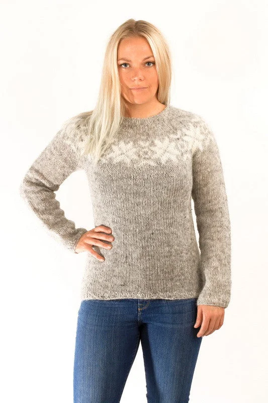 Women's Pullovers Sweater with Colorful Pattern-Eykt Wool Pullover Grey