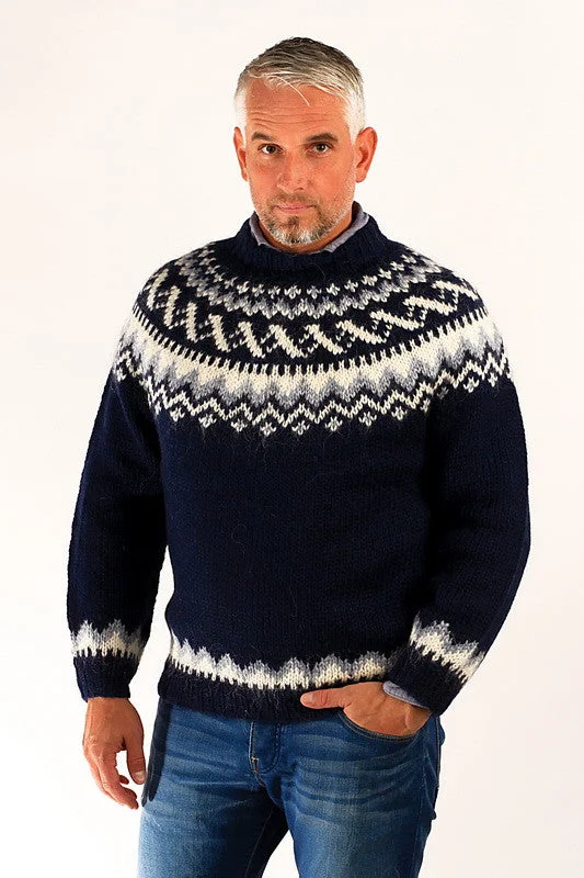 Women's Cashmere Pullovers Sweater for Winter-Traditional Wool Pullover Blue