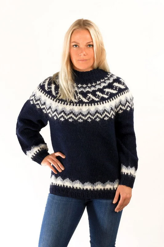 Women's Pullovers Sweater for Classy Layering-Traditional Wool Pullover Blue