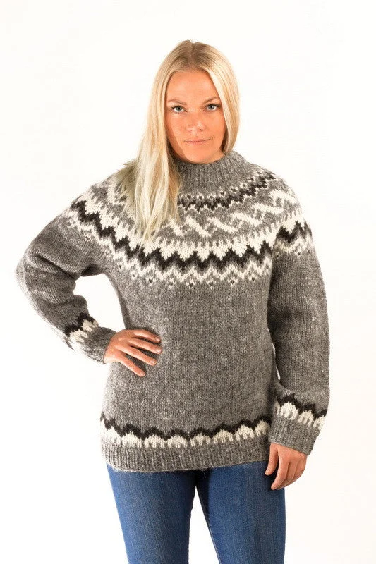 Women's Slim-Fit Knit Pullovers Sweater-Traditional Wool Pullover Grey