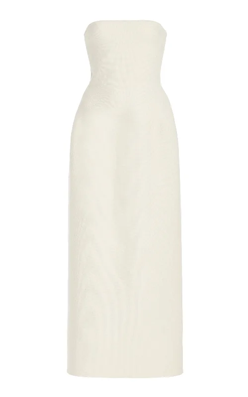 Casual Knit Tops with Buttons-Immanuel Knit Maxi Dress in Ivory Merino Wool