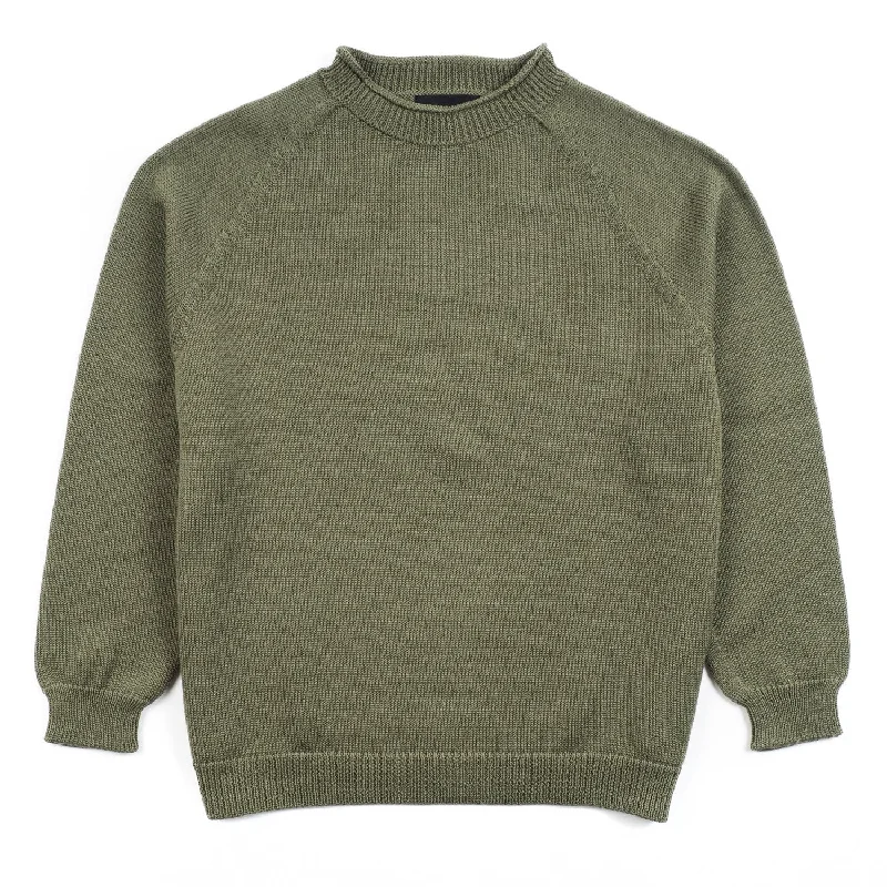 Women's Sweatshirts for Trendy Workouts -In Situ - V2 Merino Wool Heavyweight Crewneck - Marmora (Olive)