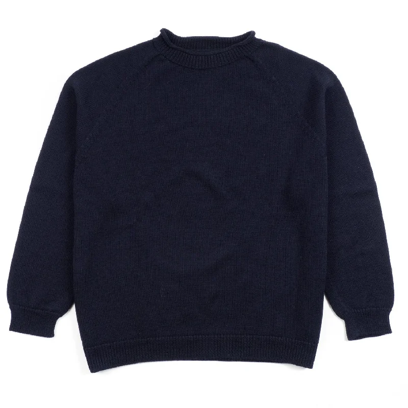 Women's Sweatshirts with Comfortable Hood -In Situ - V2 Merino Wool Heavyweight Crewneck - Reno (Navy)