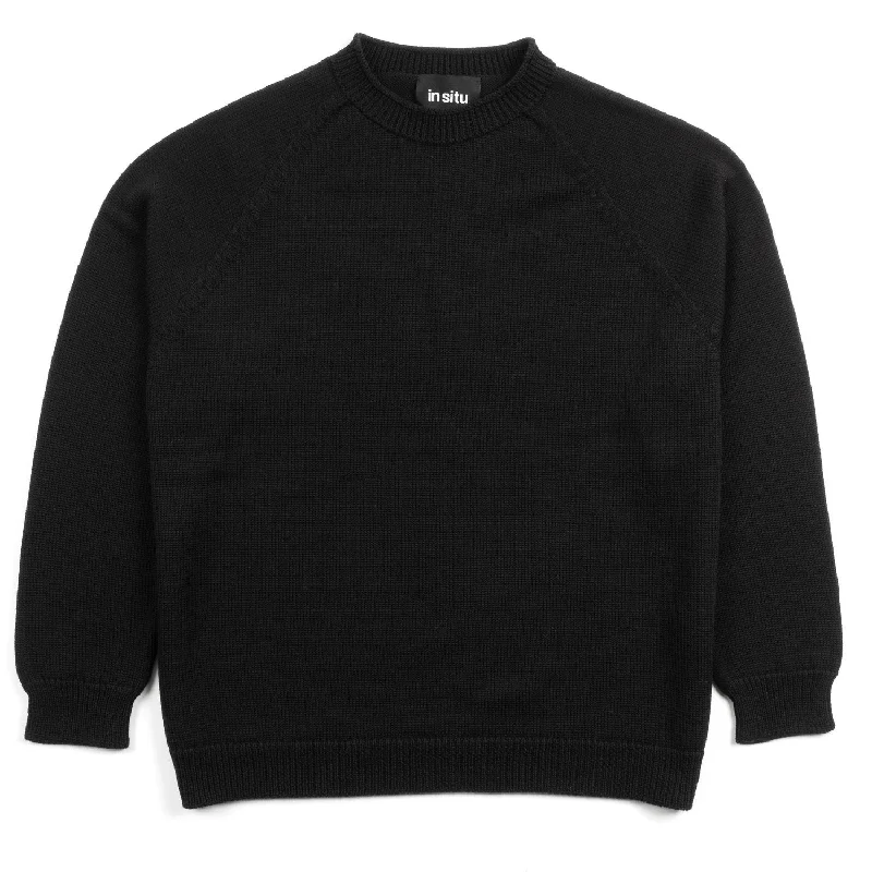 Women's Sweatshirts with Cozy Fits -In Situ - V2 Merino Wool Heavyweight Crewneck - Rovigo (Black)