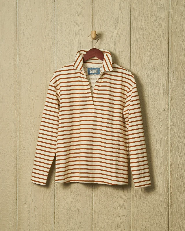 Women's Soft Knit Wool Blend Pullover Sweater for Fall-Inlet Pullover in Cream/Acorn Loopback Terry