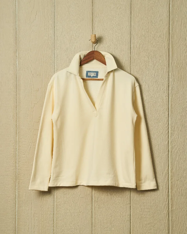 Women's Pullovers Sweater with Stylish Long Sleeves-Inlet Pullover in Cream Loopback Terry