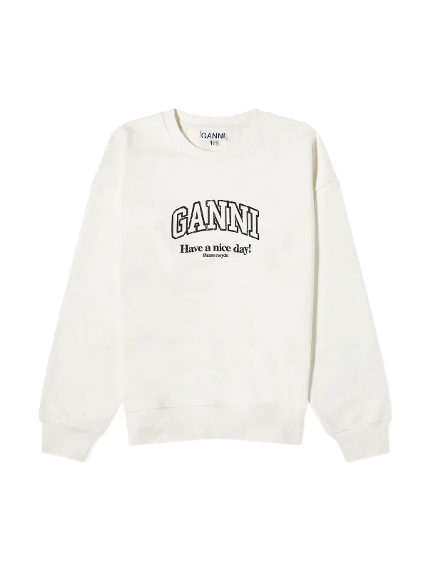 Women's Sweatshirts for Fun Getaways -Ganni Isoli Egret Oversized Sweatshirt