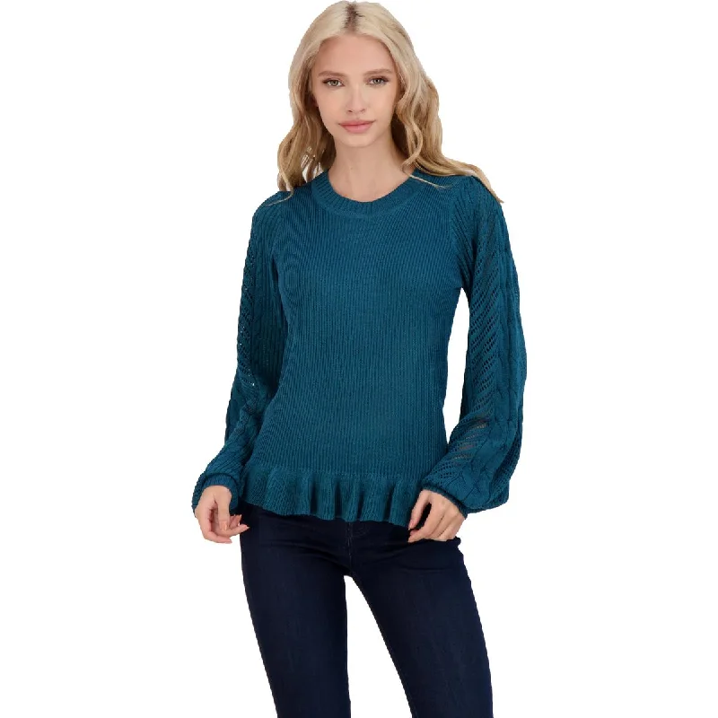 Women's Wool Knit Pullover Sweater for Winter-Jessica Simpson Gemma Women's Pointelle Knit Ruffled Pullover Sweater Women's Wool Knit Pullover Sweater for Winter-Jessica Simpson Gemma Women's Pointelle Knit Ruffled Pullover Sweater