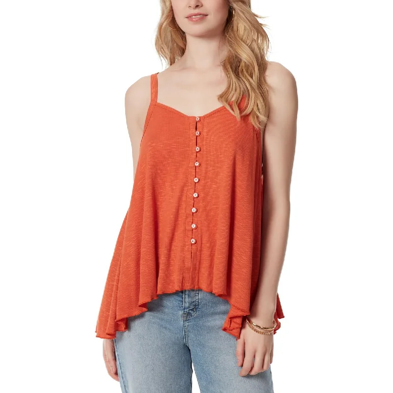 Women's Ribbed Tank Tops with Lace -Jessica Simpson Womens Gwen Hi-Low Button-Down Tank Top