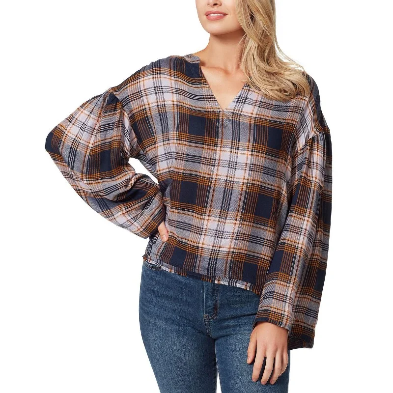 Women's Pullover for Comfortable Work Wear -Jessica Simpson Womens Plaid Notch-Neck Pullover Top Women's Pullover for Comfortable Work Wear -Jessica Simpson Womens Plaid Notch-Neck Pullover Top