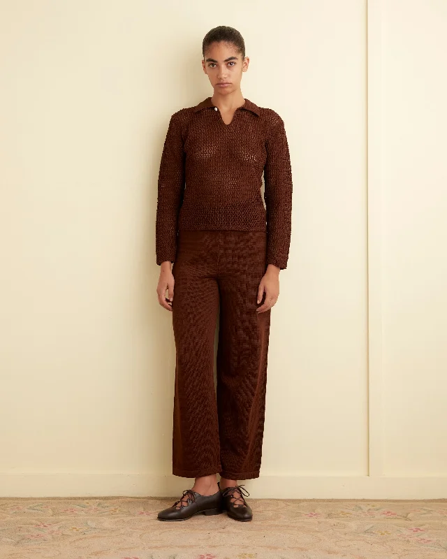 Cashmere Knit Tops-Johnny Knit Pants - Brown