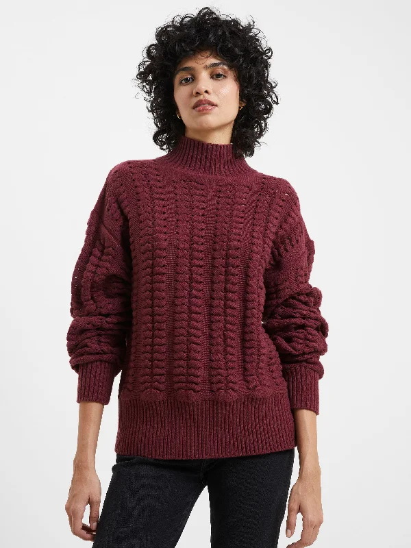 Knit Tops for Trendy Looks-Jolee High Neck Cable Knit Jumper