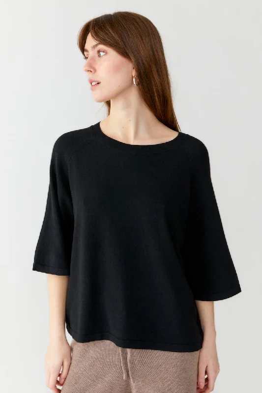 Knit Tops with Stripes for Summer-Thin Knitted T-Shirt