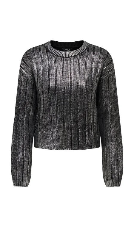 Women's Pullover Sweater with Ribbed Sleeve-Kama Knit