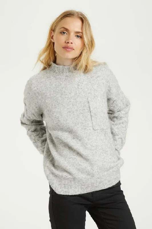 Women's Pullovers Sweater with Pleated Detail-Kananna Knit Pullover