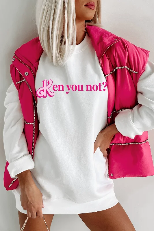 Women's Sweatshirts for Sports and Fitness -"Ken You Not" Graphic - Multiple Shirt Options (White) - Print On Demand