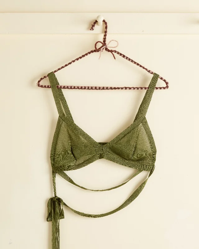 Women's Knit Sweater with Bright Colors -Knit Bra - Apple Green