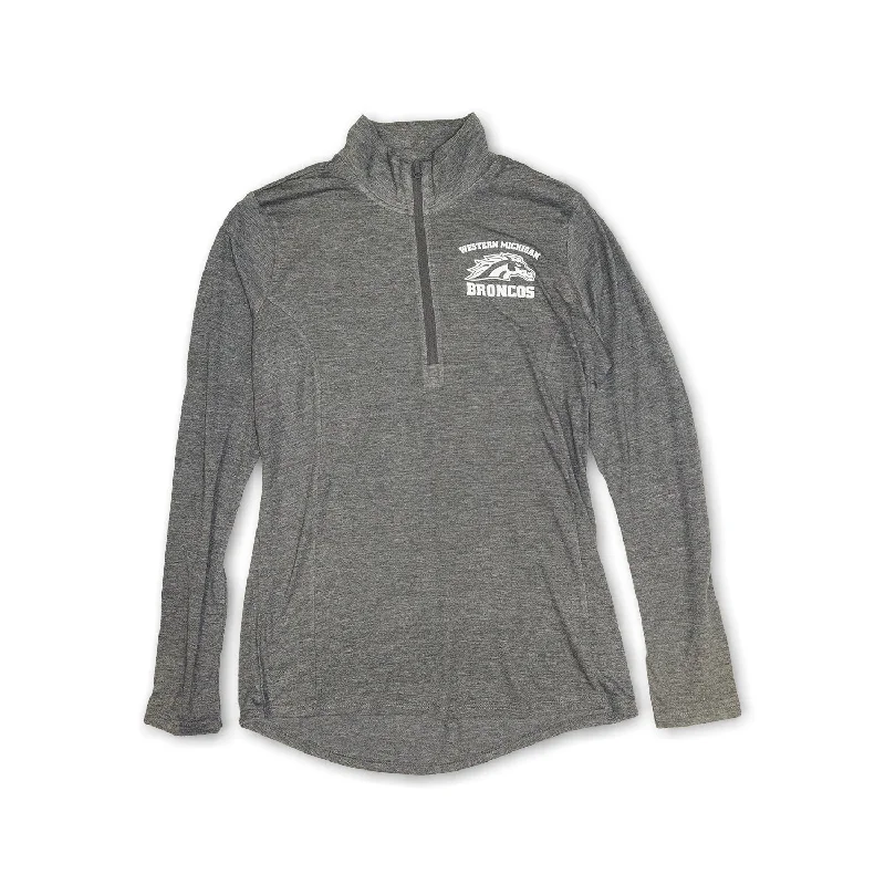 Women's Sweatshirts with Double-Layer Design -Ladies Arched Western Athletic Quarter-Zip