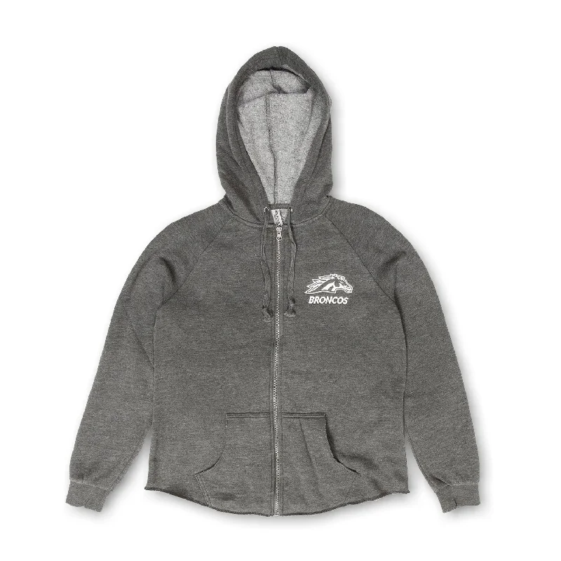 Women's Sweatshirts with Iconic Sleeve Designs -Ladies' Full Zip Broncos Hoodie