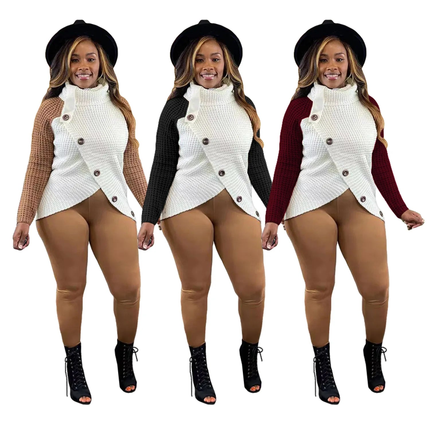 Women's Patterned Pullovers Sweater-Ladies Knitted Sweater Women Fashionable Sweater Tops with Colorful Patchwork Trendy Pullover Knitted Sweater with Turtleneck Women's Patterned Pullovers Sweater-Ladies Knitted Sweater Women Fashionable Sweater Tops with Colorful Patchwork Trendy Pullover Knitted Sweater with Turtleneck