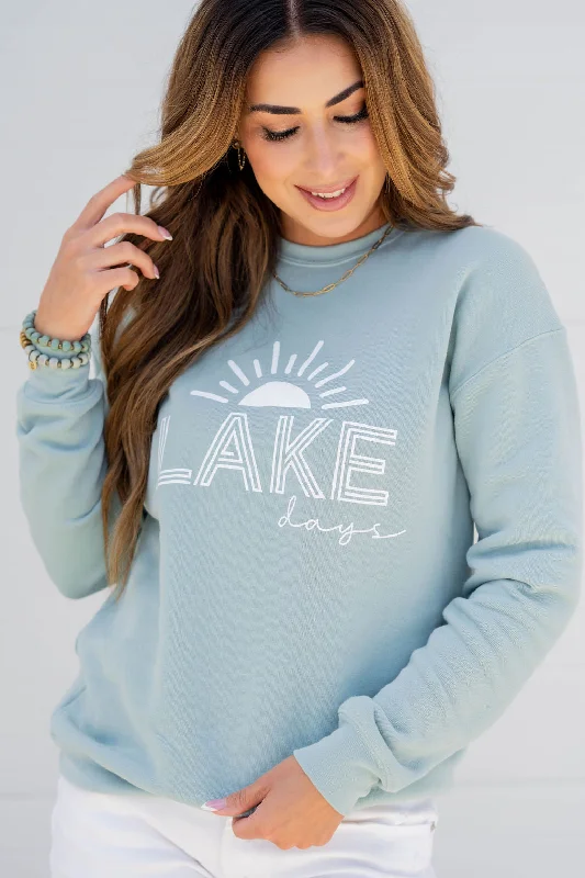 Women's Sweatshirts with Athletic Vibe -Lake Days Graphic Crewneck