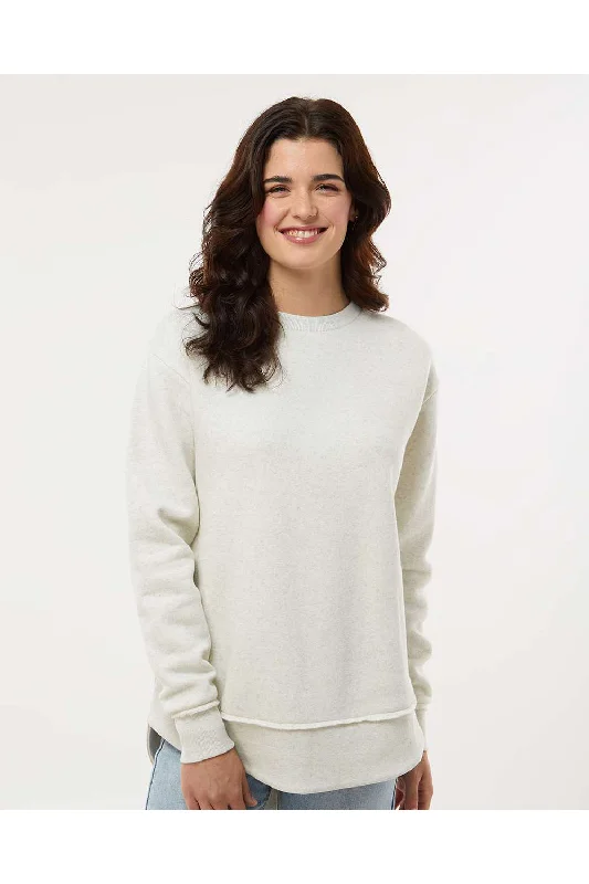 Women's Sweatshirts with Comfortable Fabric -LAT Womens Weekend Fleece Crewneck Sweatshirt - Heather Natural - NEW