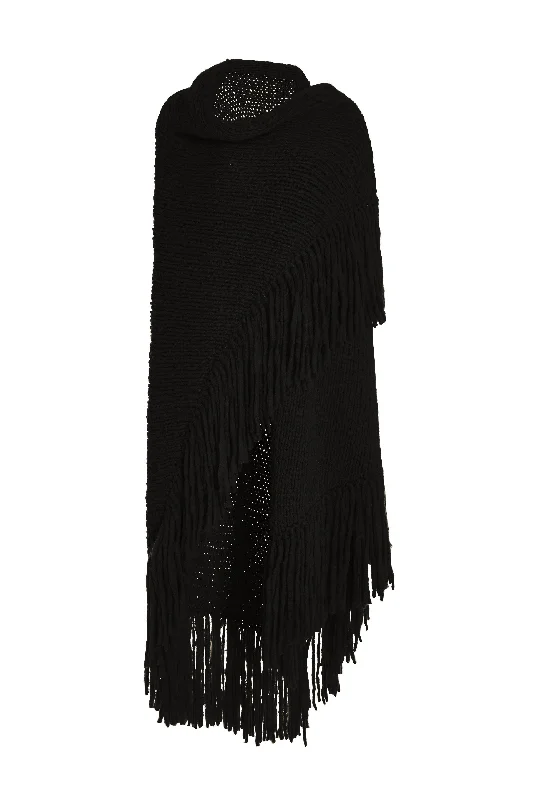 Knit Tops with Boxy Cut-Lauren Knit Wrap in Black Welfat Cashmere