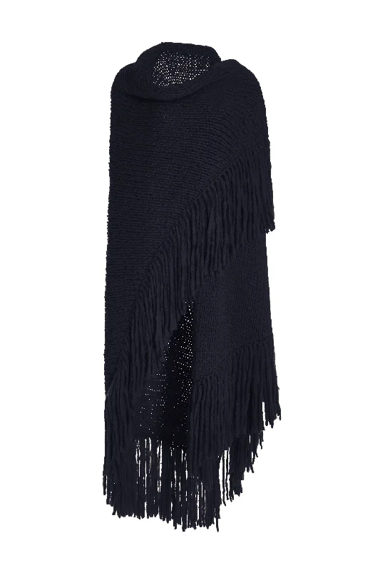 Knit Tops for Active Lifestyle-Lauren Knit Wrap in Dark Navy Welfat Cashmere
